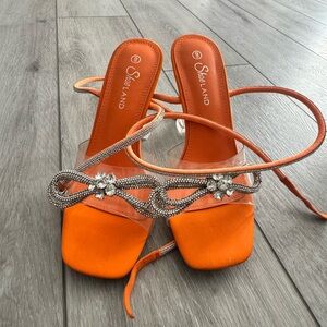 Orange and Silver Women's Heels by Shoe Land